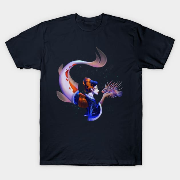 Geisha Mermaid T-Shirt by kurtchangart